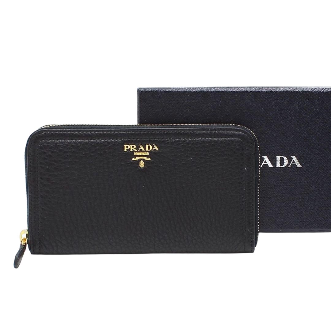 Prada Leather Vitello Daino Zip Around Wallet