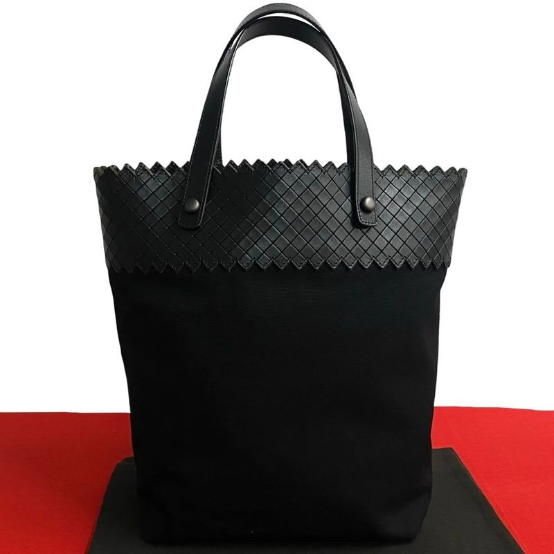 Bottega Veneta Intrecciato Leather Canvas Tote Bag Handbag