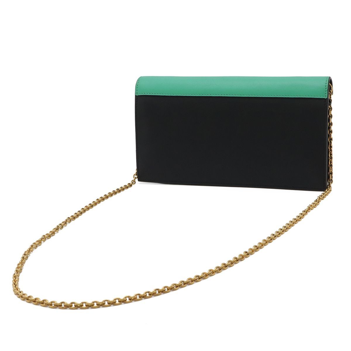 Celine Pocket Large Flap Chain Wallet Shoulder Bag 2-Way Clutch Leather Black — view 2