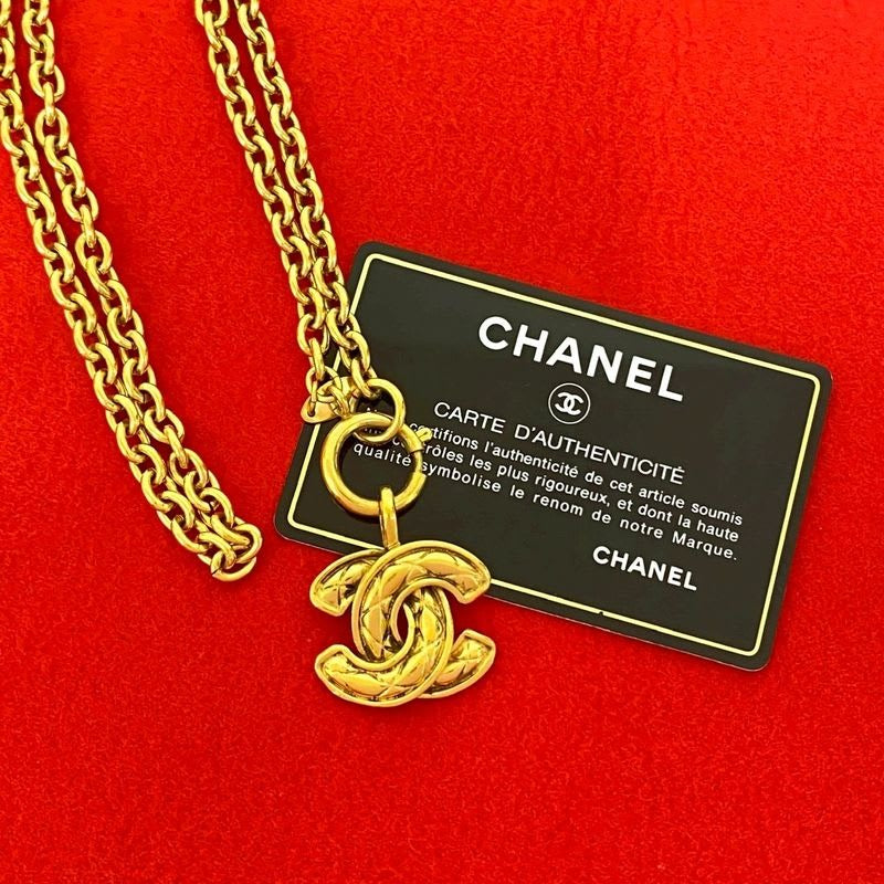Chanel Vintage Coco Mark Motif GP Chain Necklace Pendant Accessory