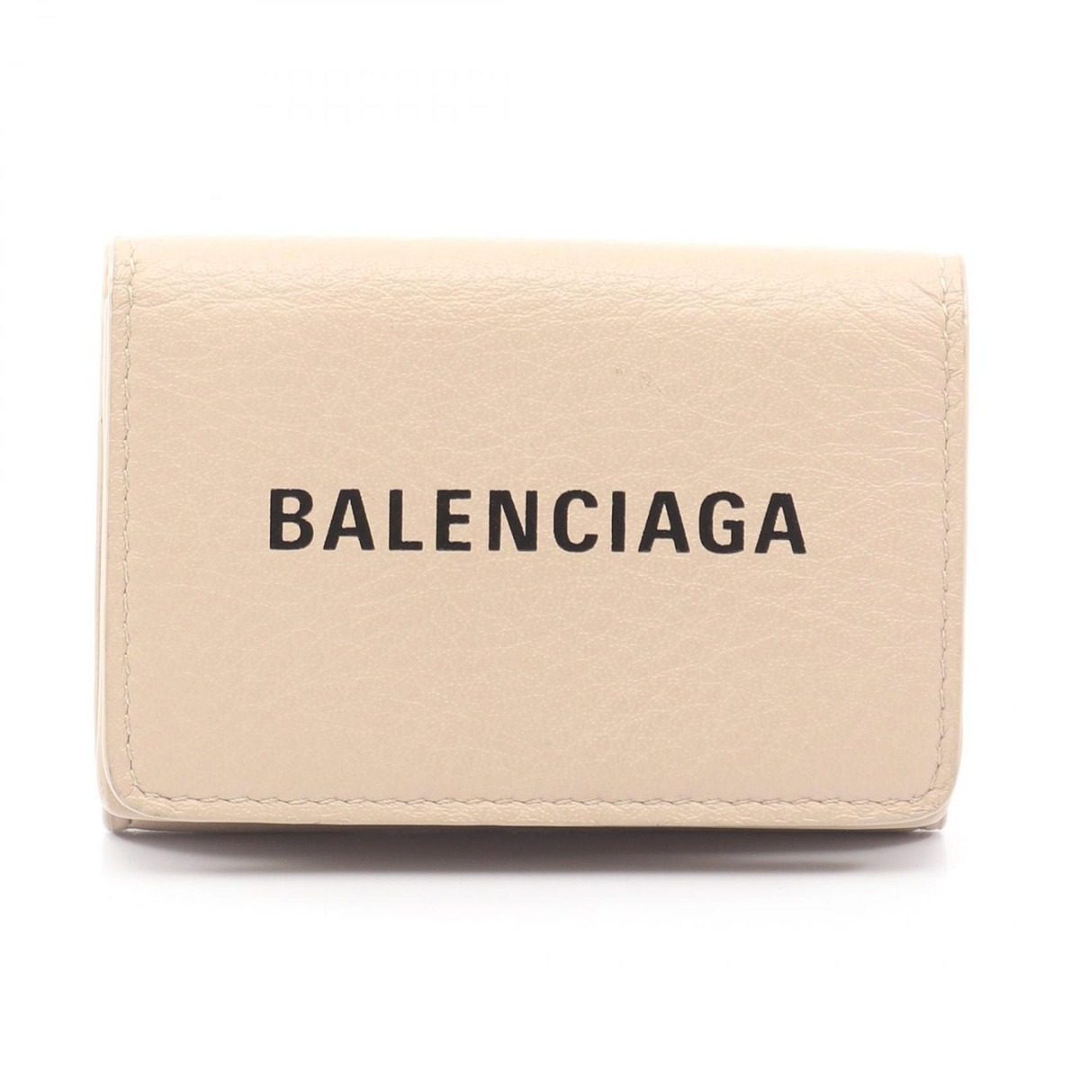 Balenciaga Trifold Wallet Everyday Mini Beige Leather Cash