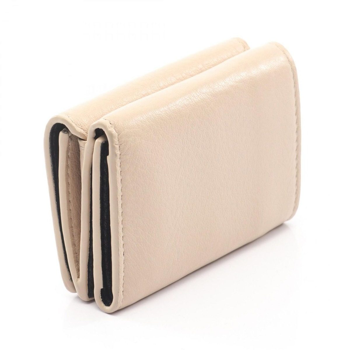 Balenciaga Trifold Wallet Everyday Mini Beige Leather Cash — view 2