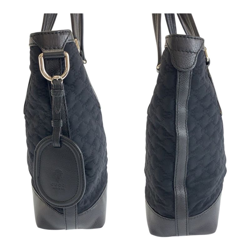 Gucci GG Neoprene Black Silver Hardware Leather /nylon 241104 Tote Bag Shoulder