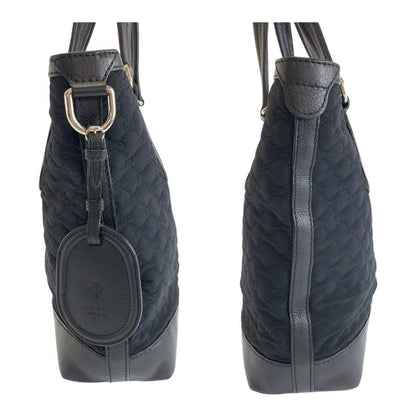 Gucci GG Neoprene Black Silver Hardware Leather /nylon 241104 Tote Bag Shoulder