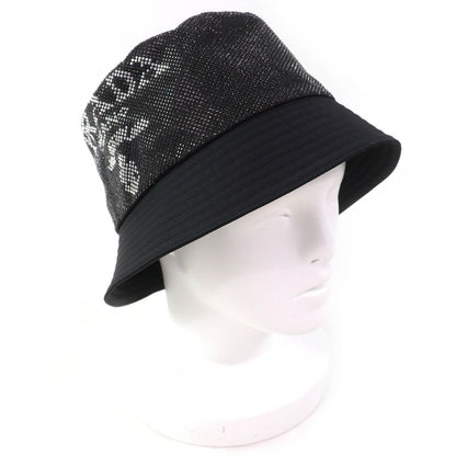 Prada 2021 2hc137 Logo Rhinestone Re-nylon Bucket Hat Black XL Made In Italy