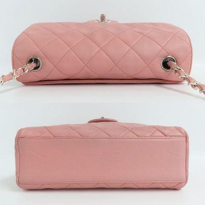 Chanel Matelasse Single Flap Chain Shoulder Bag Lambskin Pink Silver-ha