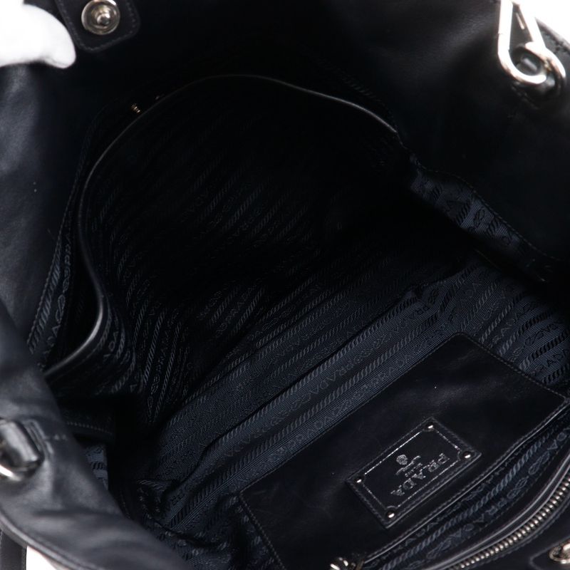 Prada Logo Ws7654 Leather Black Ladies Tote Bag