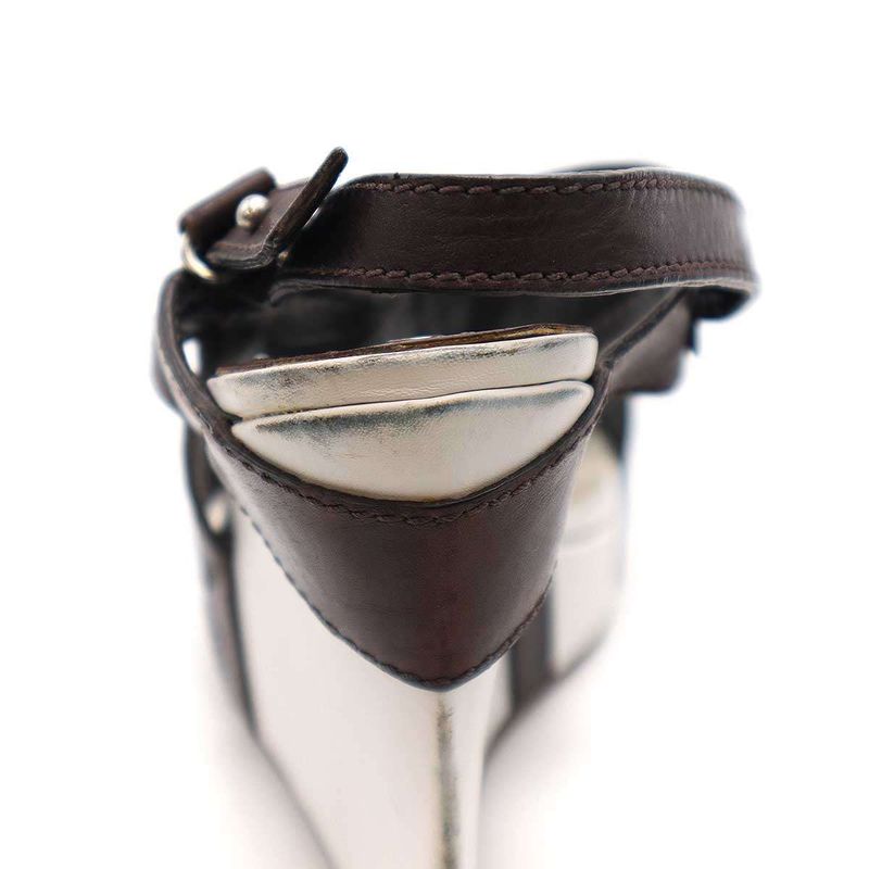 Celine Wedge Sole Strap Sandal White and Brown 36