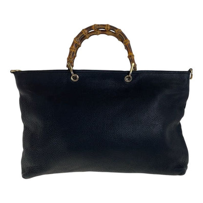 Gucci Bamboo Black Gold Hardware Leather 323664 Tote Bag Shoulder Bag 2WAY