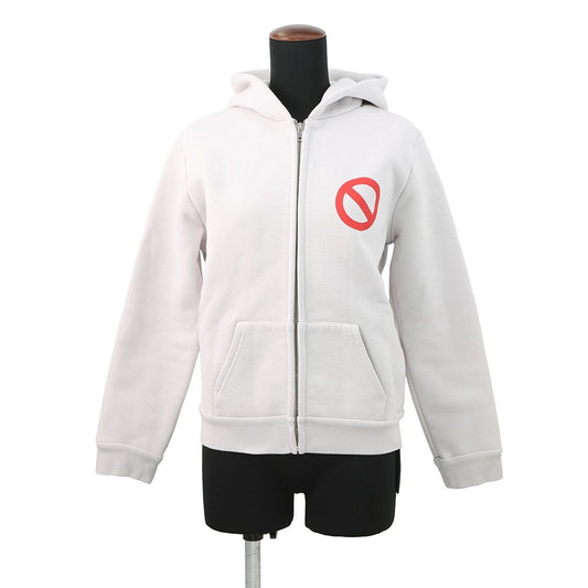 Balenciaga Hoodie Bfrnd Small Zip Up Cotton Light Gray