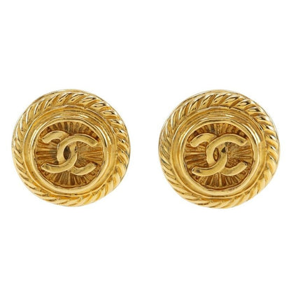 Chanel Coco Mark Vintage Gold Plated 93 P 23.8 g Earrings