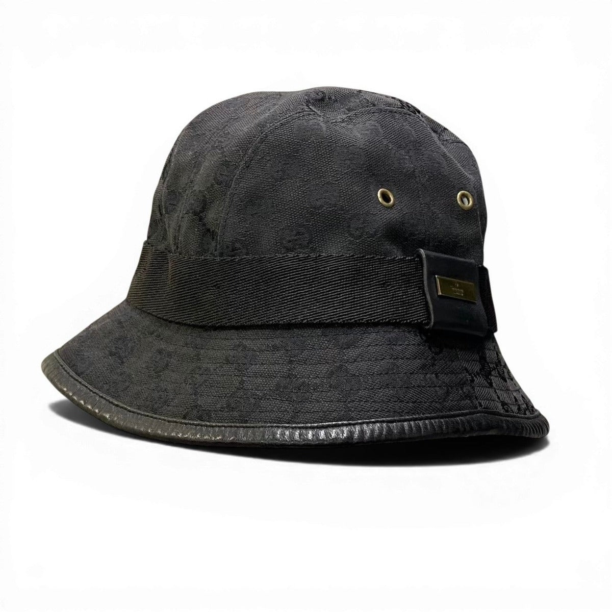 Gucci Gold Plate GG Canvas Bucket Hat M Black — view 2