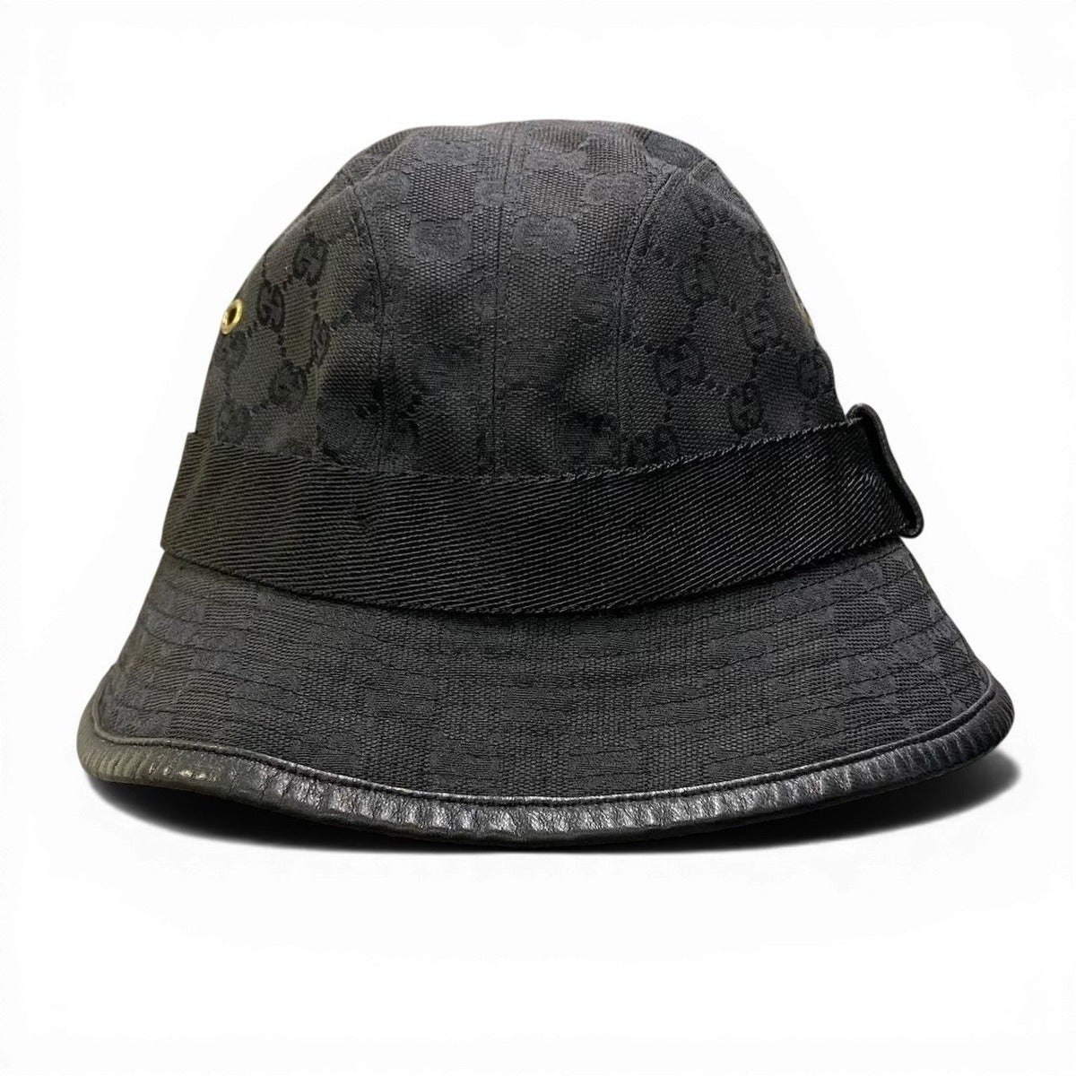 Gucci Gold Plate GG Canvas Bucket Hat M Black — view 4