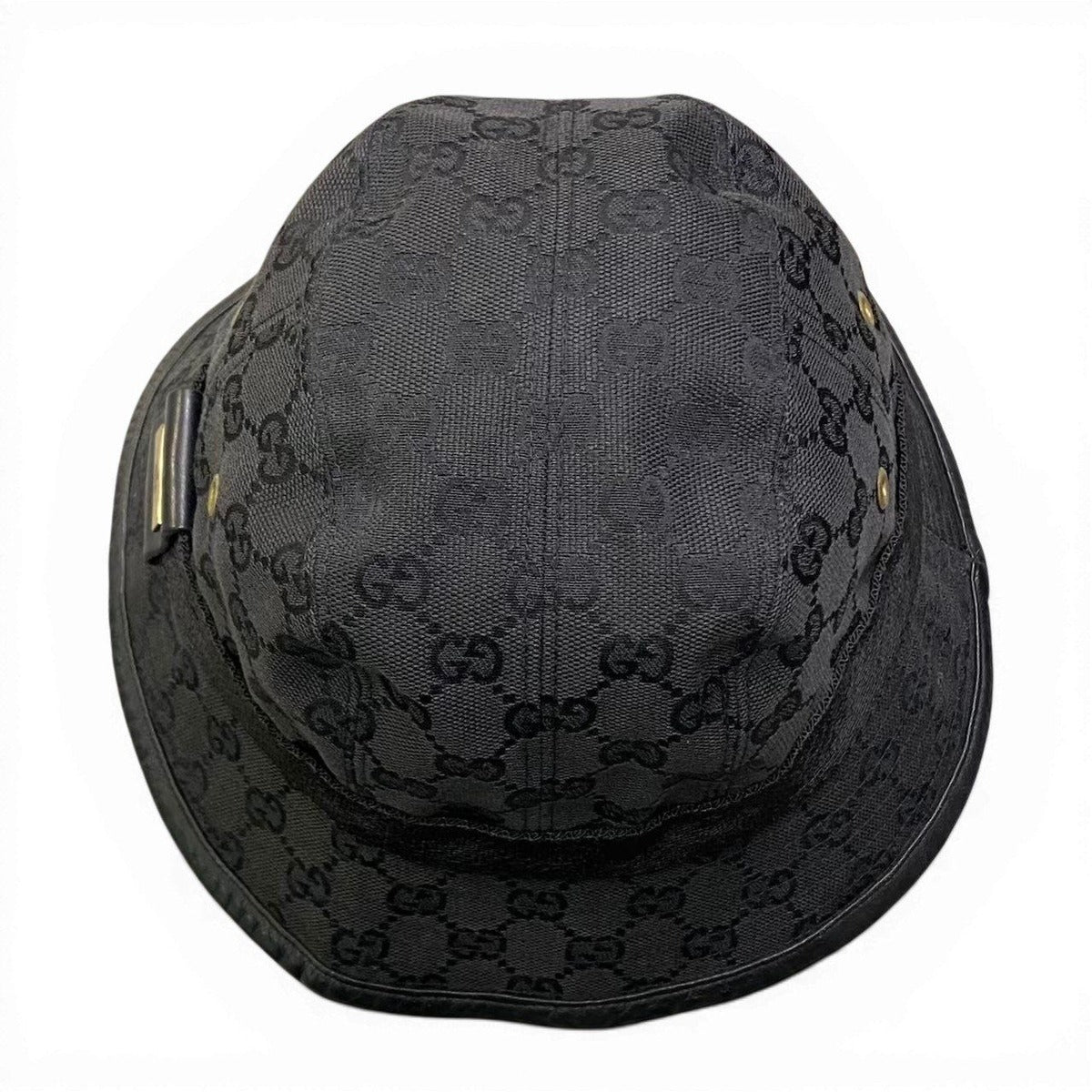 Gucci Gold Plate GG Canvas Bucket Hat M Black — view 6