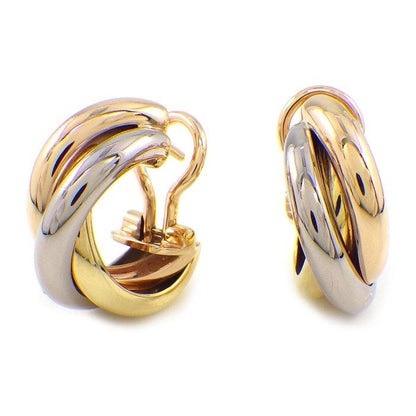 Cartier Earrings Trinity Hoop Three Color 18K Pink Gold White