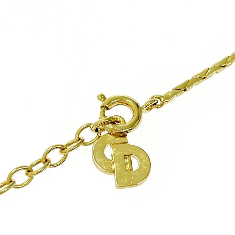 Christian Dior GP Rhinestone Colored Stone Necklace Gold Blue 481146 Necklace