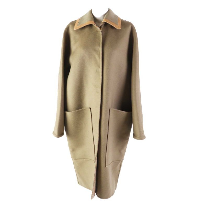 Louis Vuitton 1 Abqp2 Removable Collar Double Face Coat Wool Silk