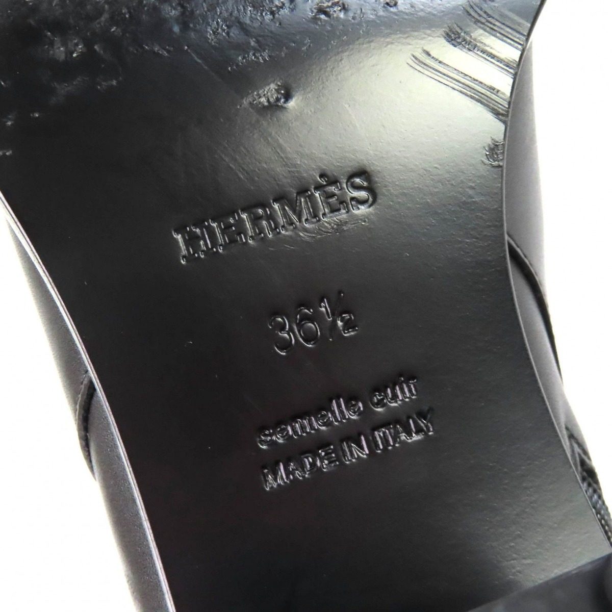 Hermes Jill 60 Glenan Buckle Side Zip Leather Heel Short Boots Black 36.5 — view 12