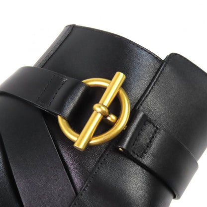 Hermes Jill 60 Glenan Buckle Side Zip Leather Heel Short Boots Black 36.5 — view 9