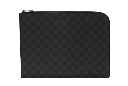 Louis Vuitton Pochette Jour GM Damier Graphite Black Gray Silver Clutch