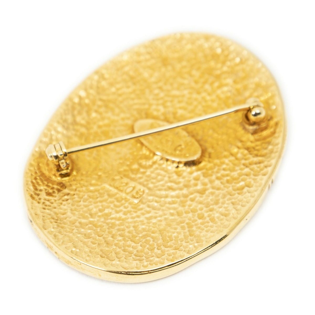 Chanel Cc Oval Crown Motif Brooch Gold Plated — view 2