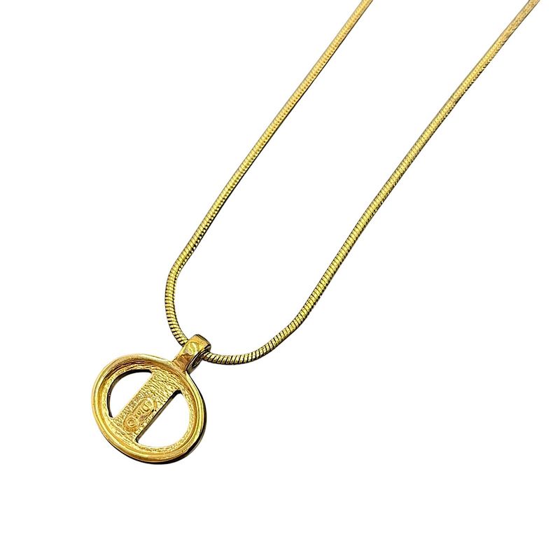 Christian DIOR Necklace Metal Vintage Gold Plated Snake Chain Gold