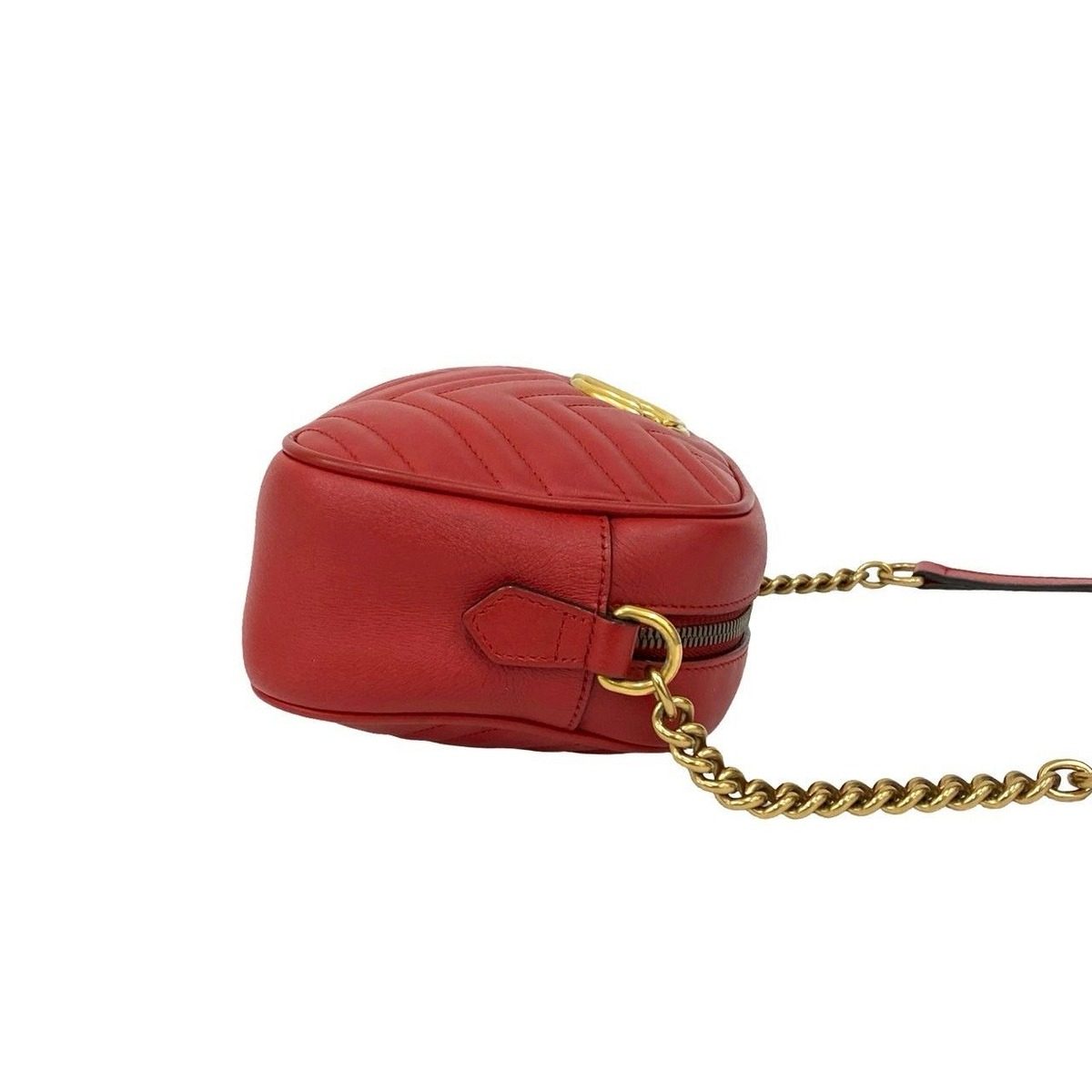 Gucci GG Marmont Quilted Leather Mini Chain Shoulder Bag Pochette Crossbody Red — view 6