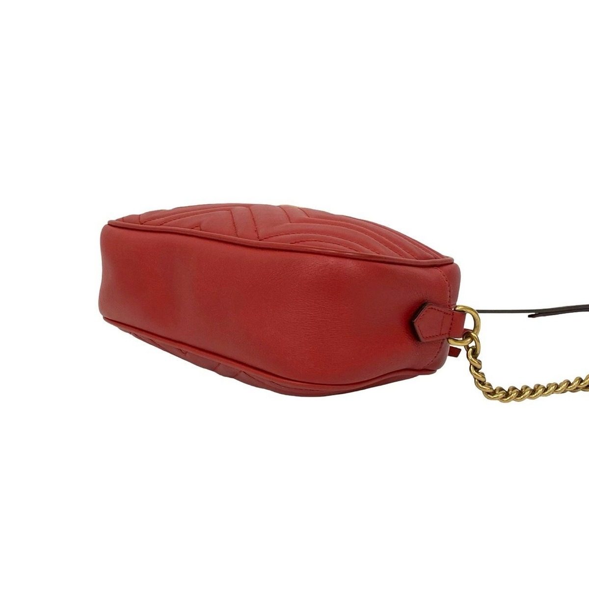 Gucci GG Marmont Quilted Leather Mini Chain Shoulder Bag Pochette Crossbody Red — view 8