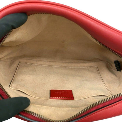 Gucci GG Marmont Quilted Leather Mini Chain Shoulder Bag Pochette Crossbody Red — view 9