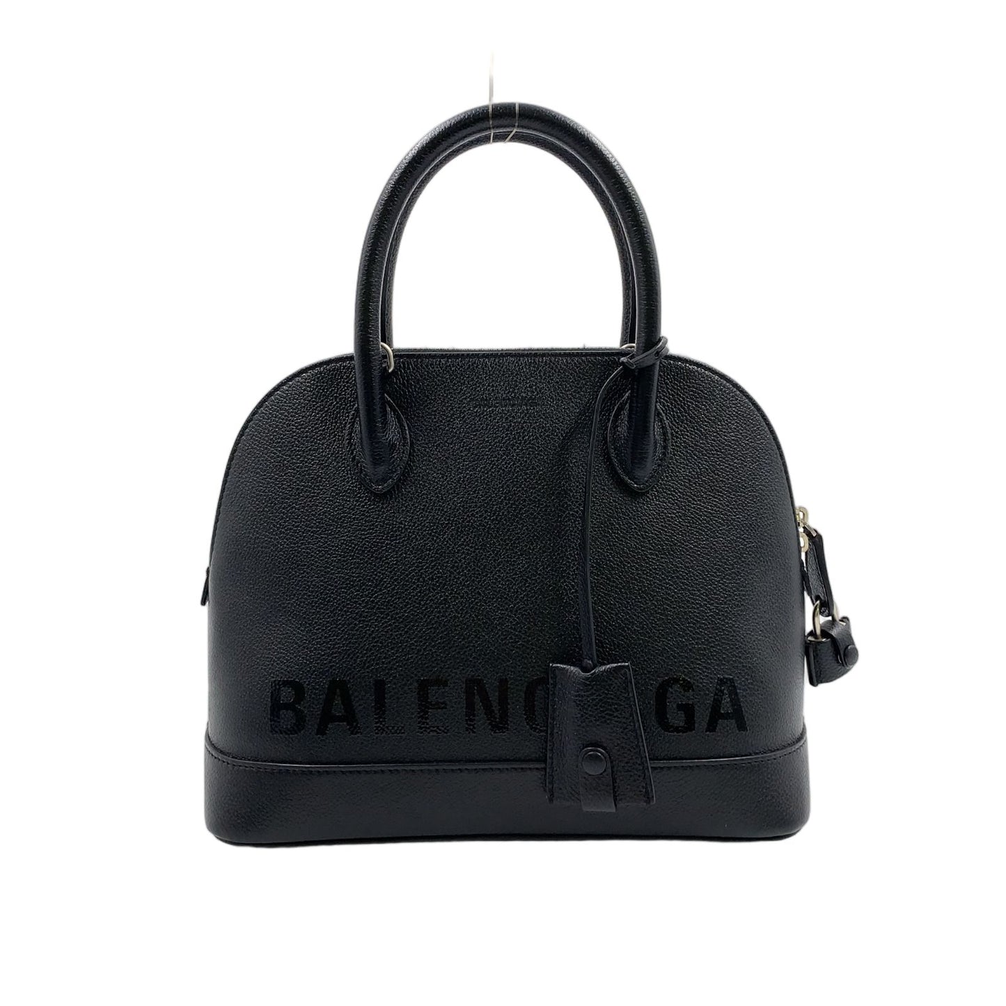 Balenciaga Ville Zipper Pull Missing Leather Black Handbag Silver