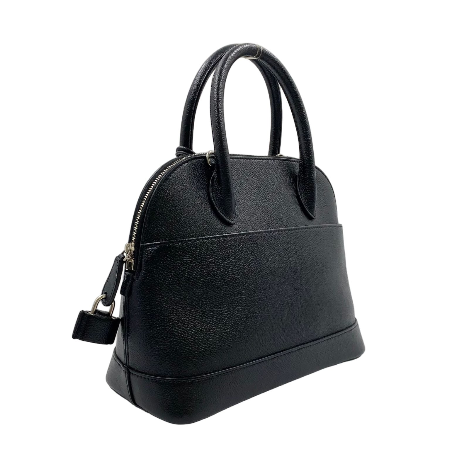 Balenciaga Ville Zipper Pull Missing Leather Black Handbag Silver — view 2