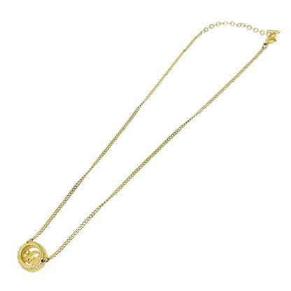 Christian Dior GP Rhinestone Dior Logo Oval Necklace Women's Gold 424315