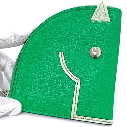 Hermes Coin Case Green Mint Excellent Condition Coin Purse Leather Chevre