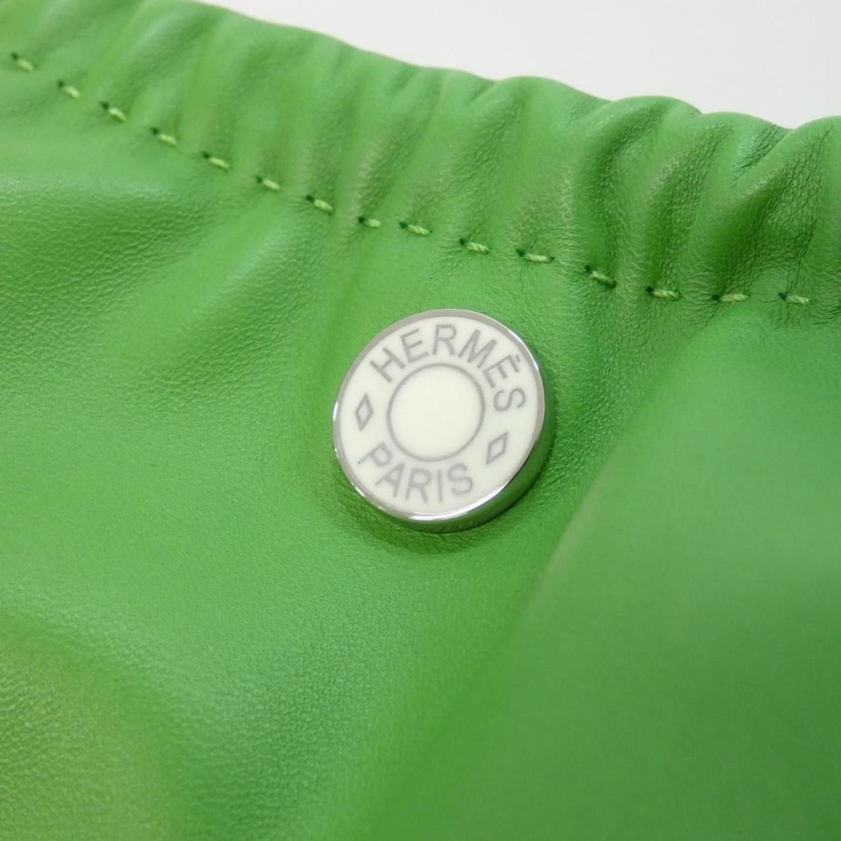Hermes Pillow Pouch Silver Vert Yucca — view 4