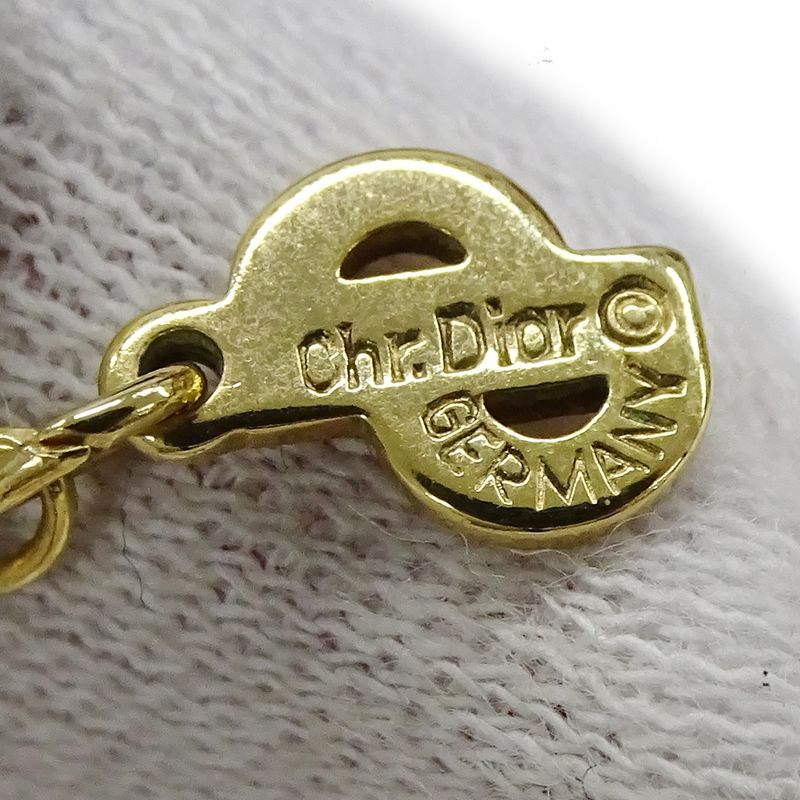 Dior Necklace Women's Branded Rhinestone Plated Gold Black CD Logo Accessory