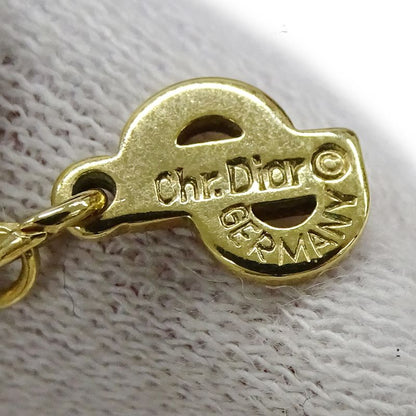 Dior Necklace Women's Branded Rhinestone Plated Gold Black CD Logo Accessory