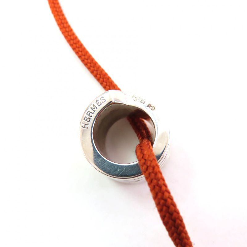 Hermes Move Ash 925 Pendant Necklace Silver Brown Weight 8.3g Ladies