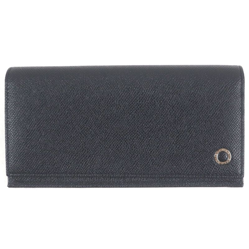 Bvlgari Leather Bvlgari Man Silver Hardware Long Wallet Black With Box Made In