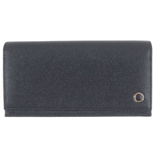 Bvlgari Leather Bvlgari Man Silver Hardware Long Wallet Black With Box Made In