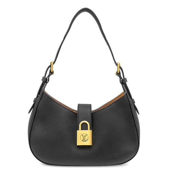 Louis Vuitton Shoulder Bag Lowkey Grain Calf Leather Black Gold Padlock Motif