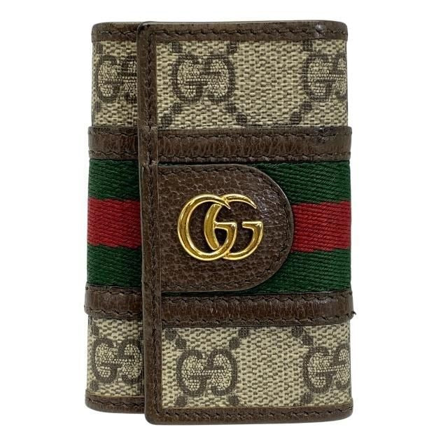 Gucci GG Supreme 6-Stack Key Case Hook Canvas Leather Brown