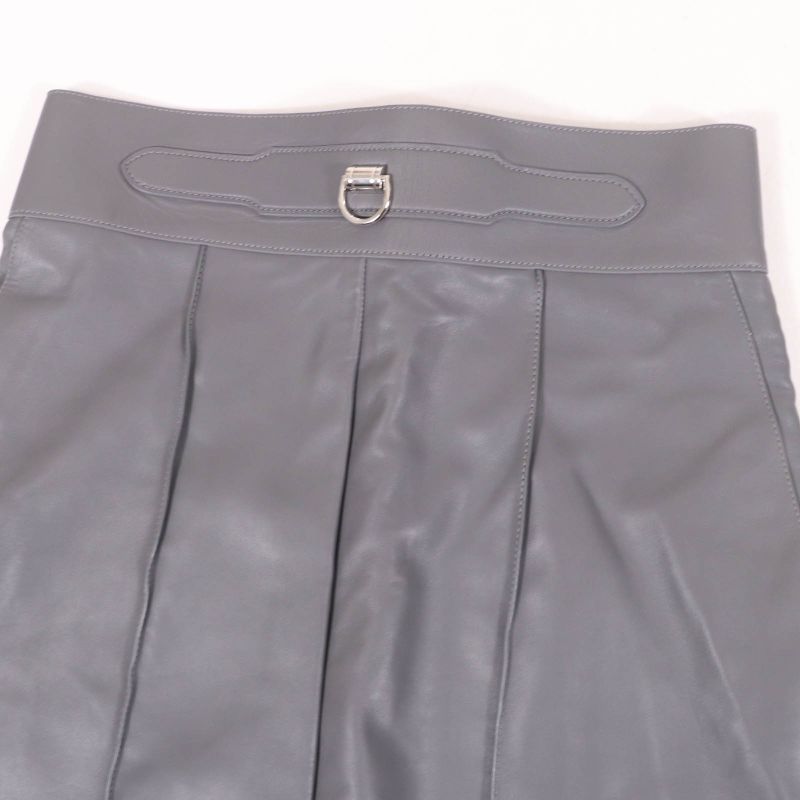Hermes 2021 Lamb Leather Shorts With D-can Bottoms Gray 38 Made In Italy