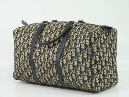 Authentic Christian DIOR Trotter Boston Bag Handbag Travel Bag Canvas Navy