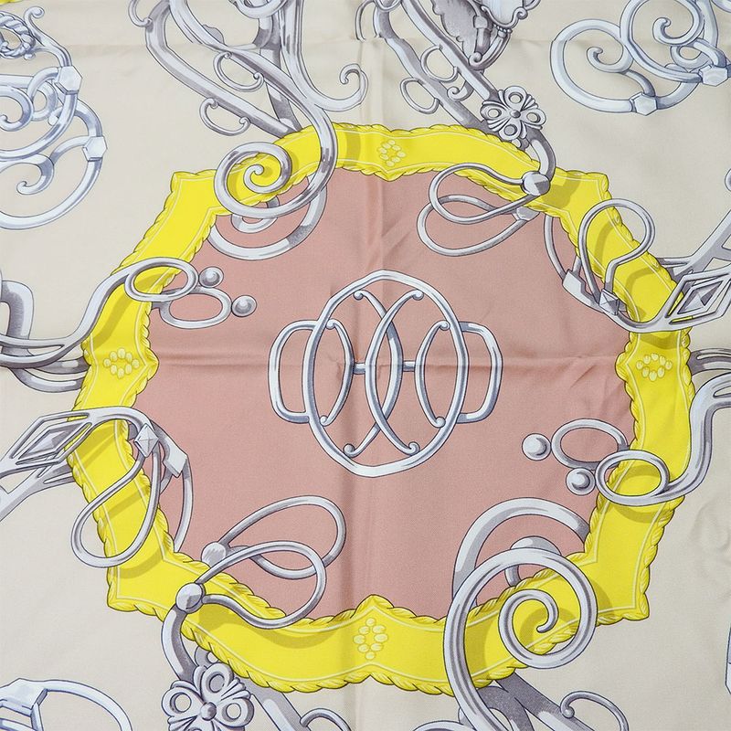 Hermes Scarf Carré 90 Silk Multicolor Ice Blue Yellow LIFT Profile Women Hermes