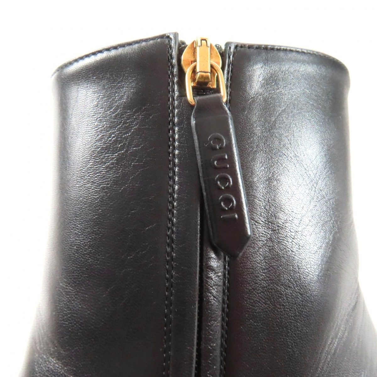 Gucci GG Marmont Tassel Side Zip Leather Short Boots Black Gold 38 Handbag — view 10