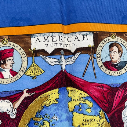 Hermes Scarf Silk Carre 90 Christophe Colomb Decouvre L'amerique 12 Octobre — view 6