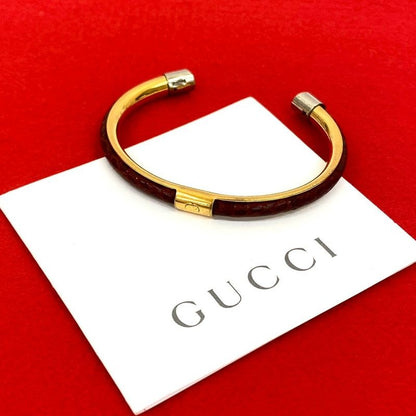 Gucci GG Logo Leather Bangle Bracelet Accessories Small