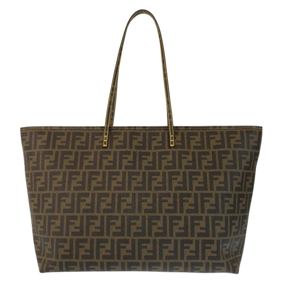 Fendi Zucca Brown Yellow Gold Tote Shoulder Bag