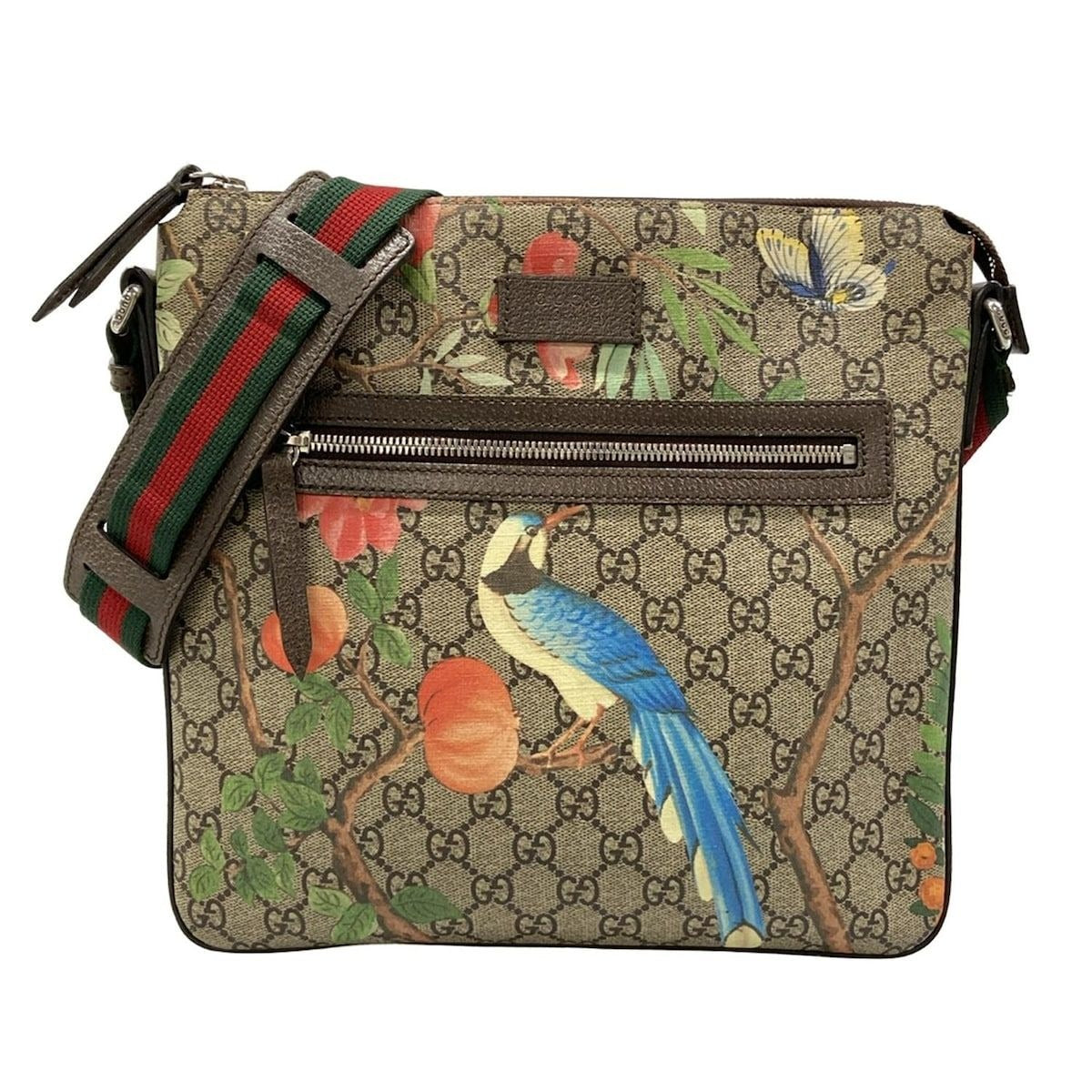 Gucci Shoulder Bag Tian Dark Brown Beige Multi Leather