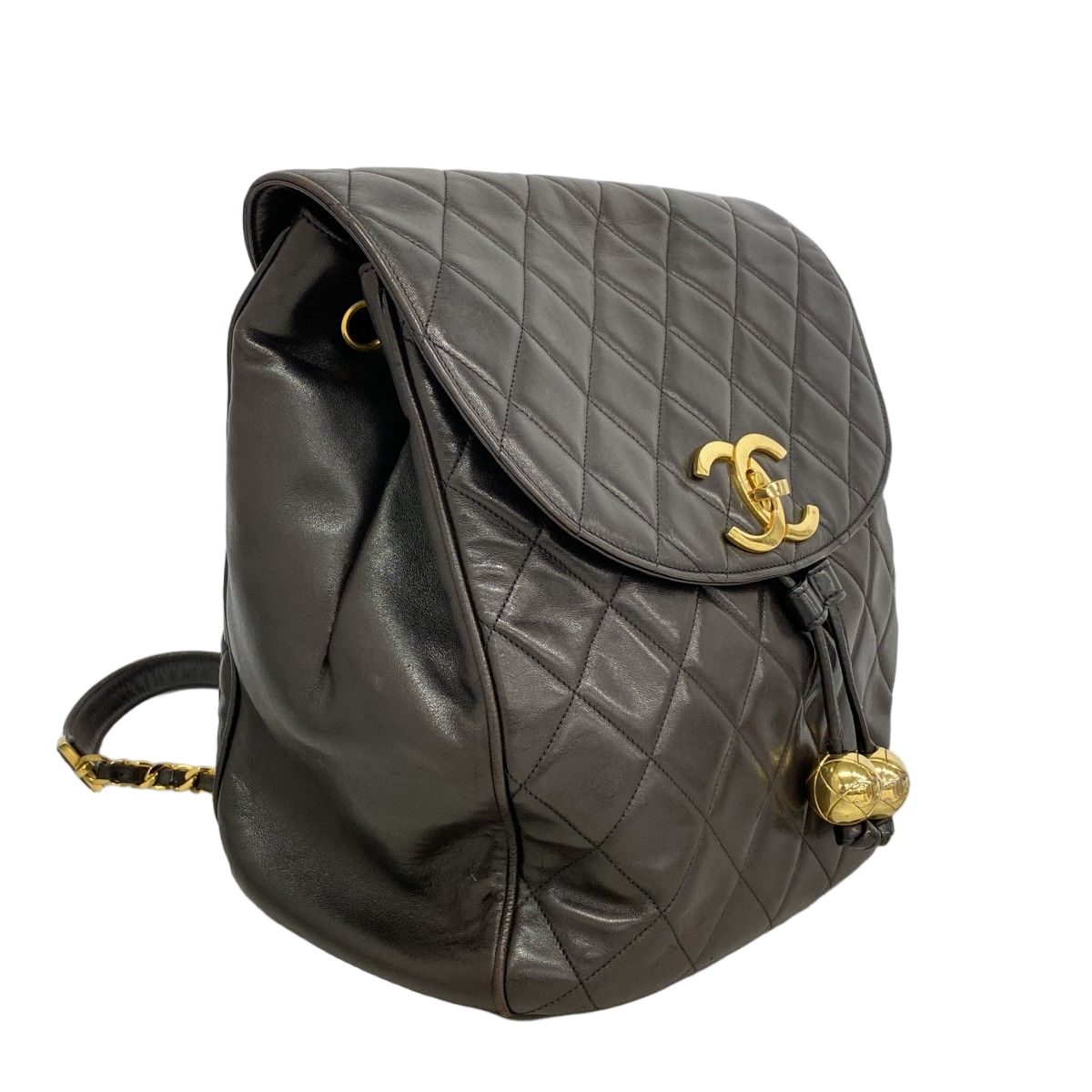 Chanel Backpack Quilted Lambskin Black Gold — view 2